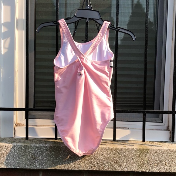 Tommy Hilfiger Orchid Pink Flag One Piece  Girls Swimsuit Size L (12-14) - Picture 4 of 8